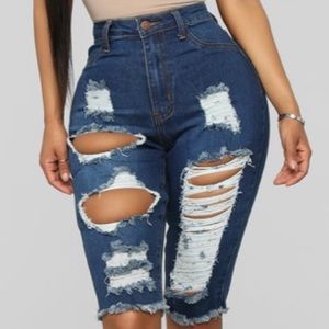 Fashion Nova Lost At Sea Dark Wash Shorts